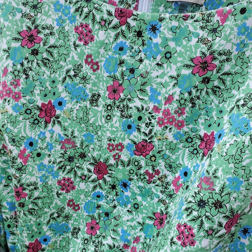 ANNE KLEIN Green Floral A-Line Fit & Flare Dress Size 10 - Picture 15 of 16